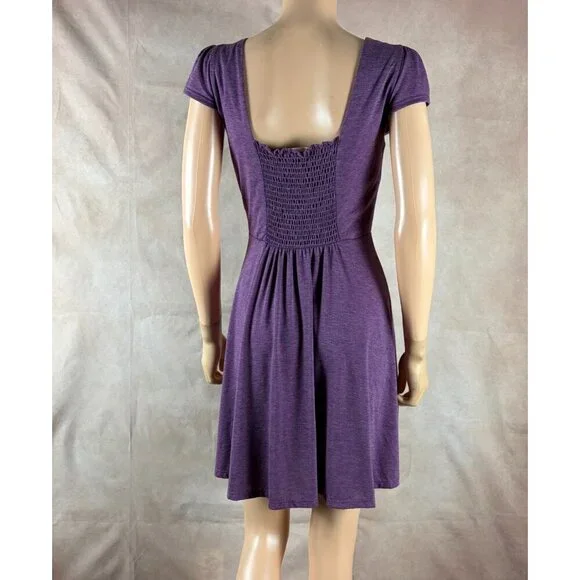 GILLI Cap Sleeve Purple Knit Mini Dress SMALL - Picture 4 of 6